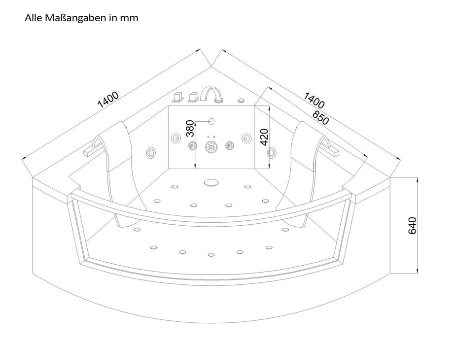 Whirlpool bathtub with LED light therapy Nautica L - 140x140cm