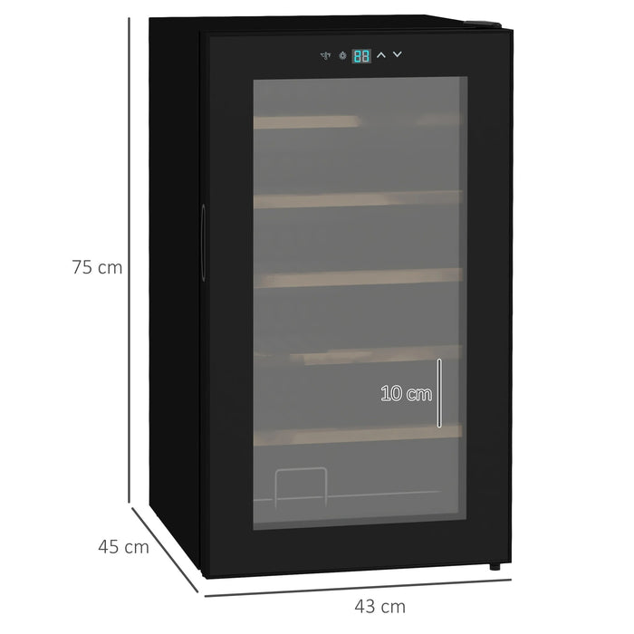 Réfrigérateur à vin pour 24 bouteilles, température réglable de 5 à 20 ° C, éclairage LED, noir, 43x45x75cm