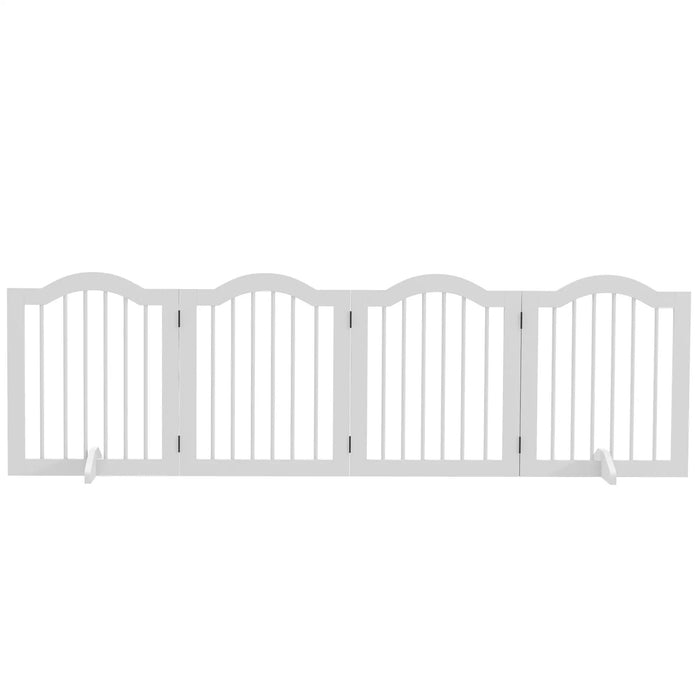 Dog barrier foldable solid wood, white, 203.5x29.5x61cm