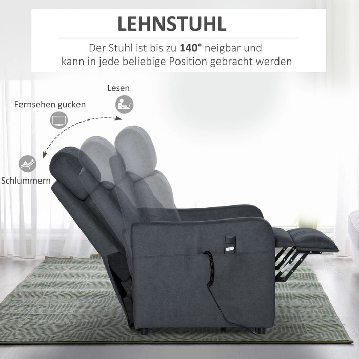 Détendez le fauteuil avec un support - Up, y compris à la télécommande, gris de repose-pied extensible, 71x94x104cm