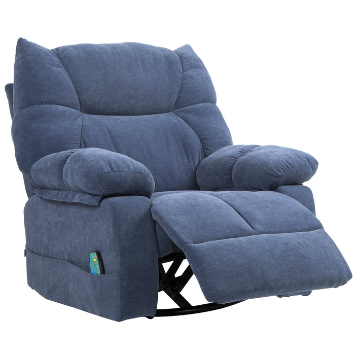 Massage chair with heat and lying function, rotatable, up to 150 kg, blue, 98x90x98cm