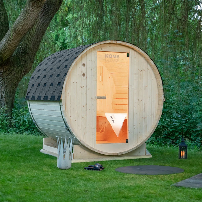 Sauna en plein air sauna aquila m - 195 x 120 cm pour 2 personnes - sauna avec four 3,6 kW