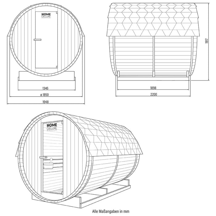 Sauna extérieur sauna sauna aquila xl -195 x 220 cm pour 4 personnes - sauna avec four 8kw