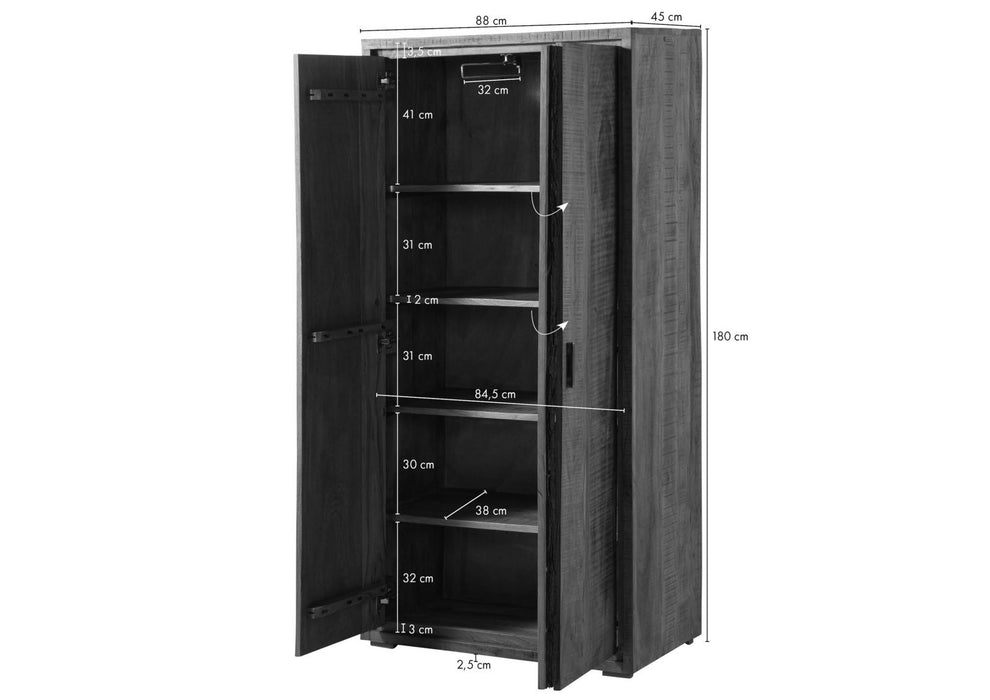 Garderobenschrank Akazie 88x45x180 natur lackiert BARK