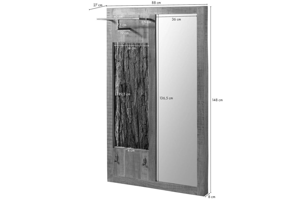 Armoire murale Acacia 88x27x148 Écorce peinte nature