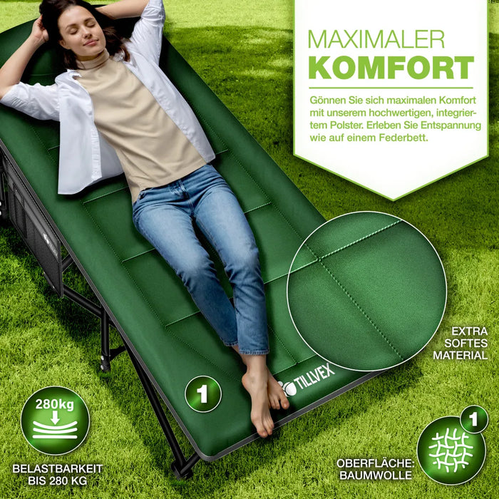 Camping Lounger Camping Bed Field Bed Green, 200x85x40-55cm (copie)