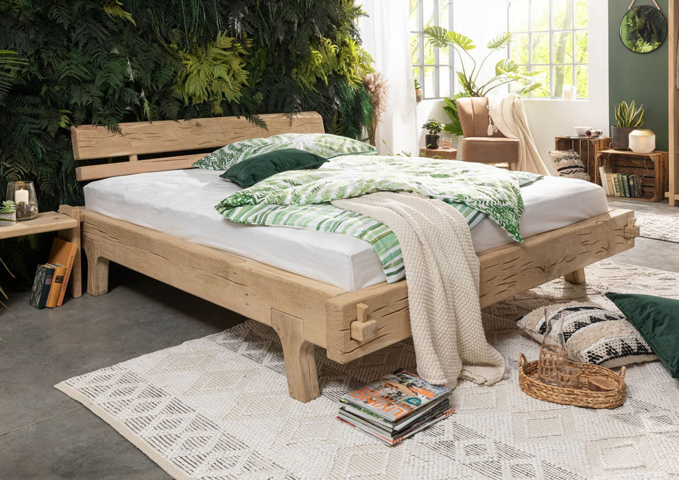 Beam Bed Oak 180x200 Nature Hiled Oak Heart