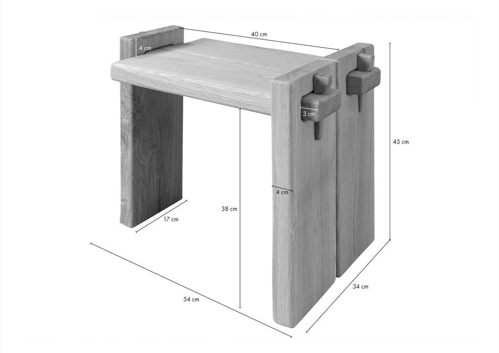 Table de chevet chêne 54x34x45 Nature Cœur de chêne huilé