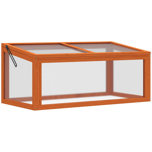 Frühbeet Treibhaus Gewächshaus Frühbeetkasten Pflanzenbeet mit Abdeckung aus Holz und Polycarbonat wetterfest Orange, 90x46x40cm