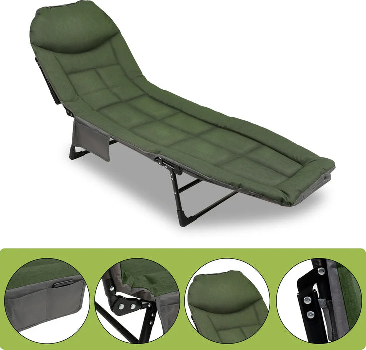 Loun de camping Lounger pliable avec sac de rangement 195x65x32 cm - jusqu'à 150 kg