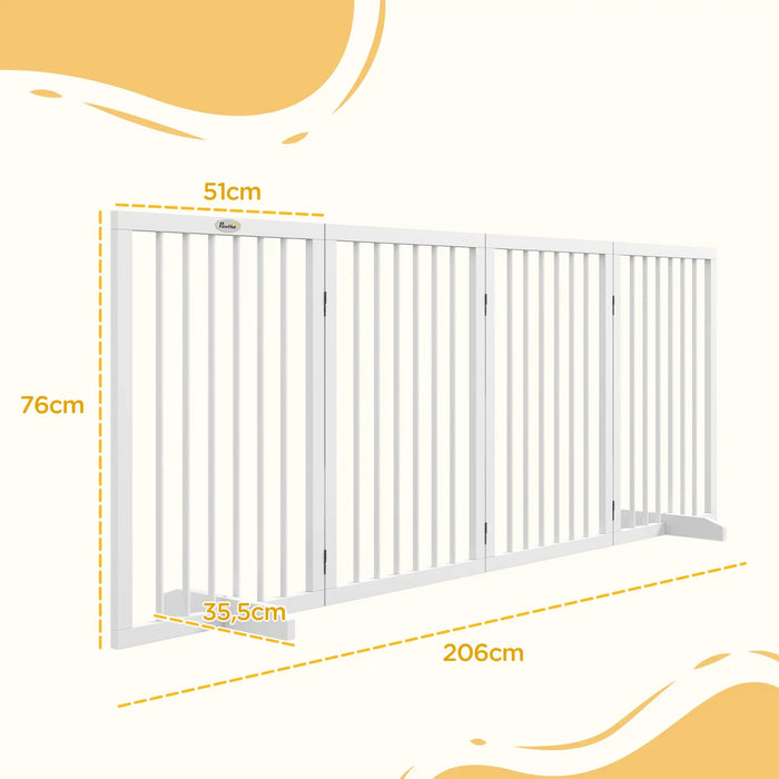 Dog shut-off grille foldable non-slip white, 206x35.5x76cm