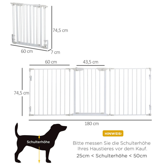 Grilles circulaires pour chiens Protection de porte Grilles Metal blanc, 180x3x74.5 cm