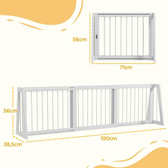 Dog shut-off grille free-standing white, 71-190x38.5x56cm