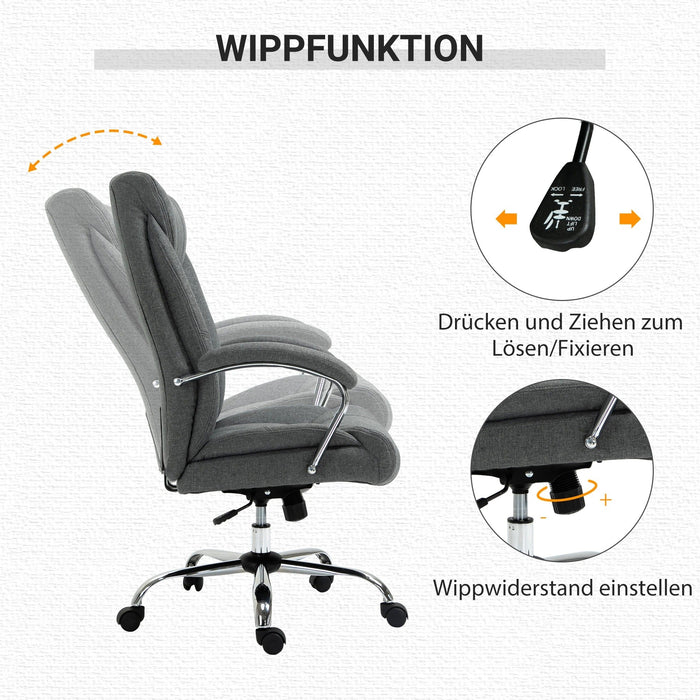 Bürostuhl mit Wippfunktion ergonomisch höhenverstellbar Grau, 65x78x110-118cm