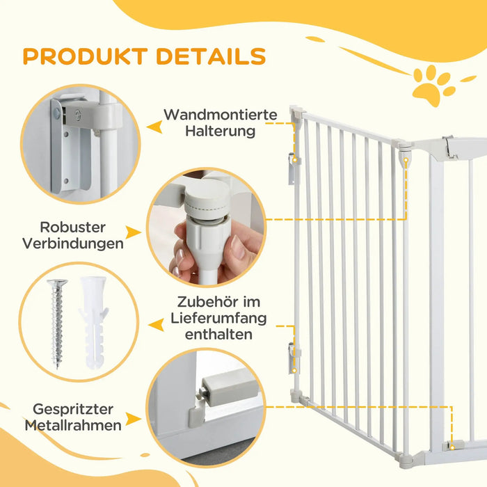 Grilles circulaires pour chiens Protection de porte Grilles Metal blanc, 180x3x74.5 cm