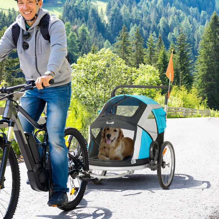 Trailer bici dita per cani per cani roulotte per biciclette 2 in 1 blu, 150x82x108cm