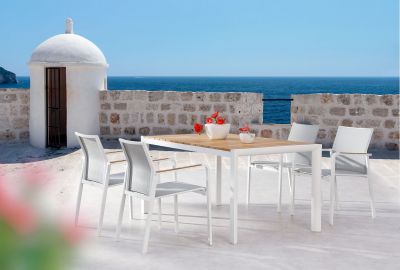 Chaise de pile de jardin paros-aluminium et robuste ergotex couvre-anthracite / blanc-gris