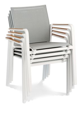 Chaise de pile de jardin paros-aluminium et robuste ergotex couvre-anthracite / blanc-gris