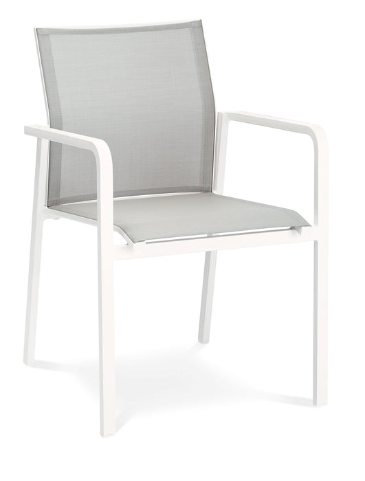 Chaise de pile de jardin rhodes - aluminium et ergotex - blanc / gris ou anthracite