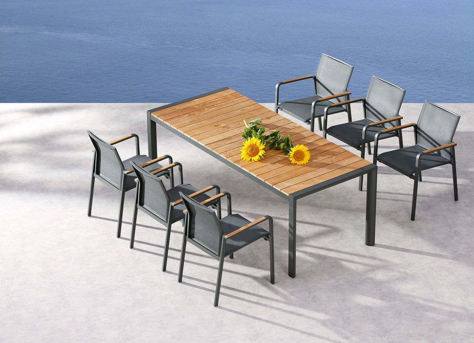 Table paros 160x90cm - Table en teck avec cadre en aluminium - anthracite