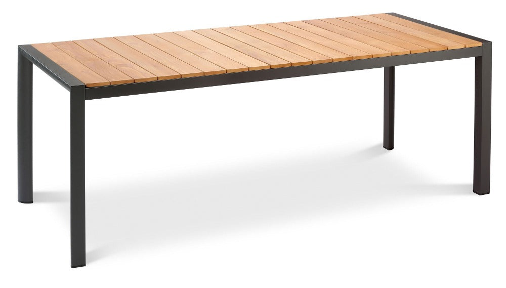 Table à manger Paros 210x90cm-Teak Table avec cadre en aluminium-anthracite