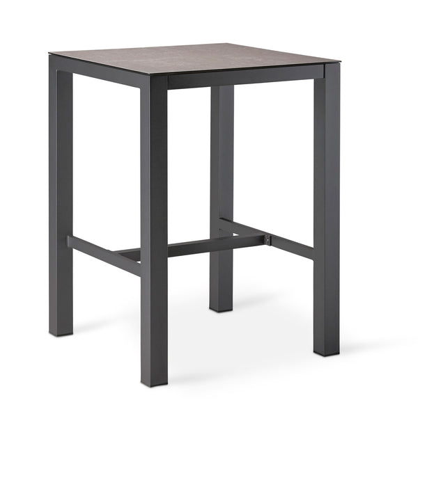 Table de bar Rhodes, cadre en aluminium et plaque de table HLP 80x80cm-anthracite / ardesia