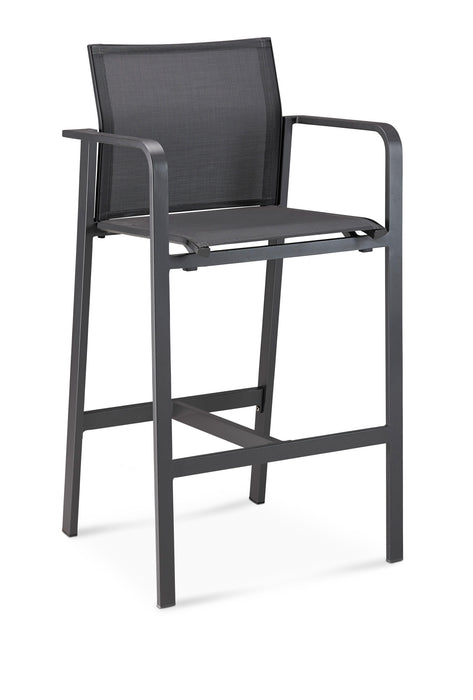 Chaise de bar avec dossier Rhodes, cadre en aluminium stable et léger avec tissu ergotex - anthracite / anthracite