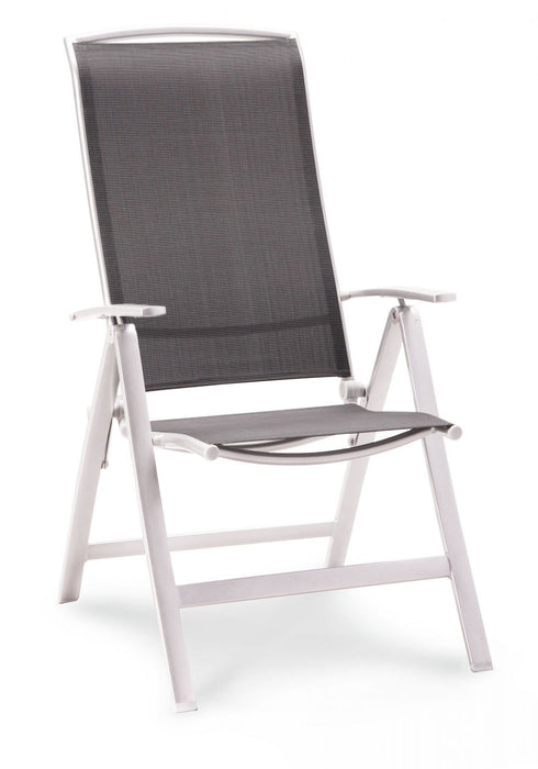 2x fauteuil de chaise pliante Palerme - complètement en aluminium et tissu ergotex de haute qualité - argent