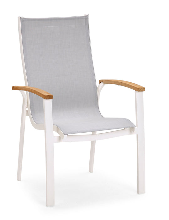 Chaise de pile de jardin cavalese - ergonomique, en aluminium et ergotex - teak- / blanc ou anthracite