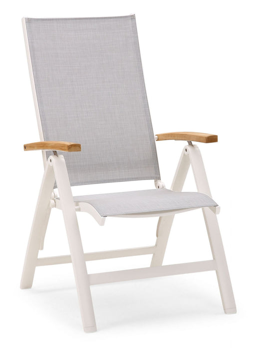 2x chaise pliante Cavalais de fauteuil, poudre en aluminium -coated, matériau respirant - teck / blanc