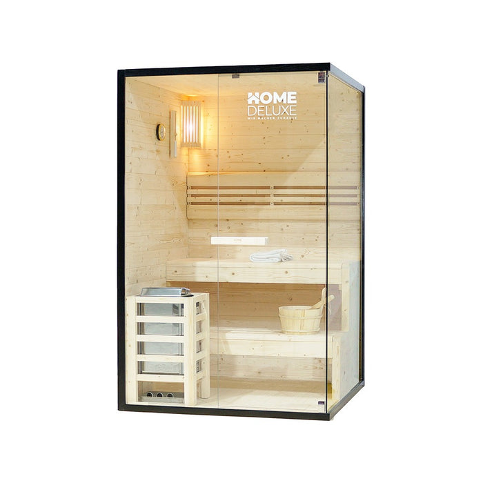 Indoor Sauna ARKHAM M -  120 x 120 cm 2 Personen - Traditionelle Sauna mit 3,6kW Ofen