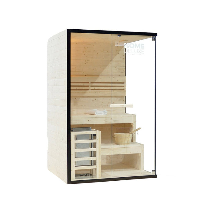 Indoor Sauna ARKHAM M -  120 x 120 cm 2 Personen - Traditionelle Sauna mit 3,6kW Ofen