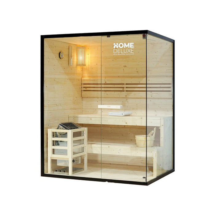 Indoor Sauna ARKHAM L - 150 x 120 cm für 3 Personen - Traditionelle Sauna mit 4,5kW Ofen