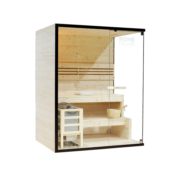 Indoor Sauna ARKHAM L - 150 x 120 cm für 3 Personen - Traditionelle Sauna mit 4,5kW Ofen