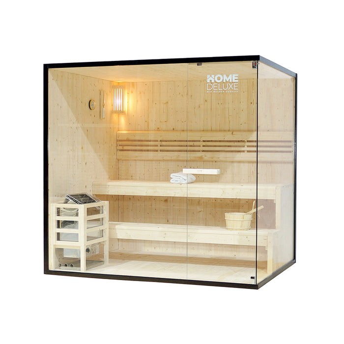 Sauna d'intérieur Arkham XL - 200x150x190 5 personnes - Sauna traditionnel avec four 8kw