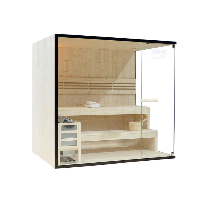 Sauna d'intérieur Arkham XL - 200x150x190 5 personnes - Sauna traditionnel avec four 8kw