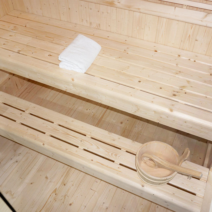 Sauna d'intérieur Arkham XL - 200x150x190 5 personnes - Sauna traditionnel avec four 8kw