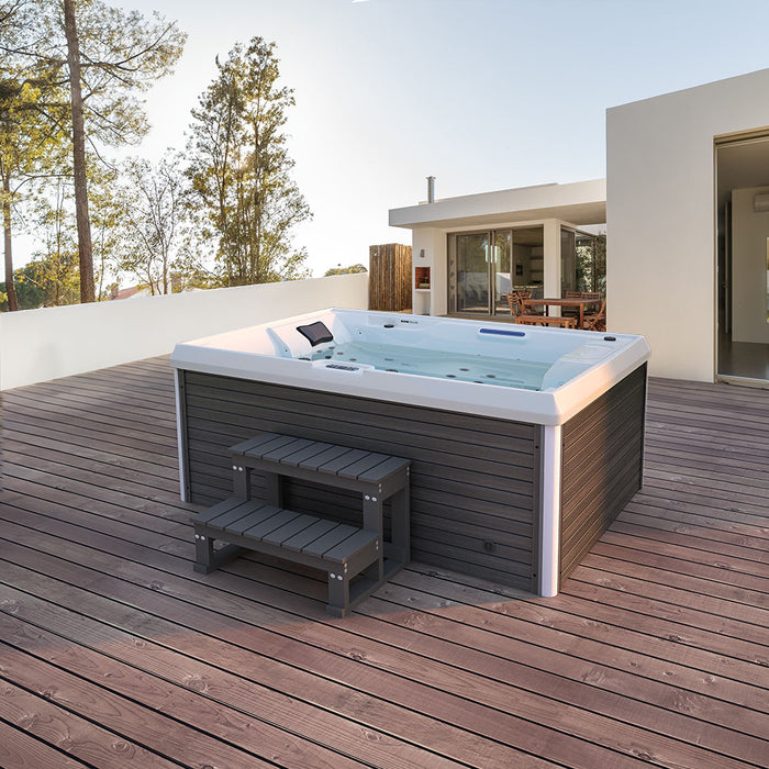 Star de la maison Whirlpool en plein air, 24 jets de massage LED, escaliers et couverture thermique, 3 personnes