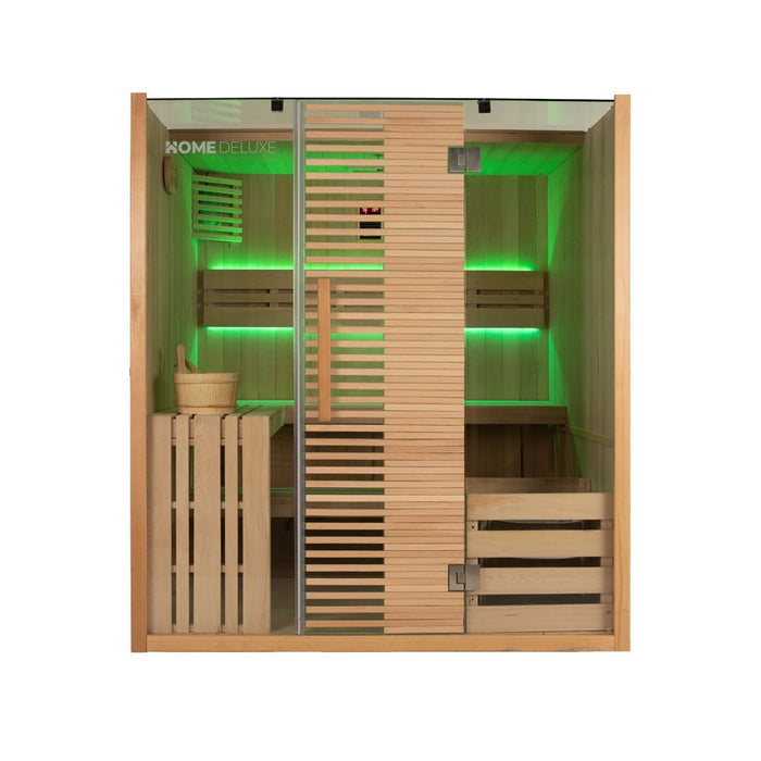 Indoor Sauna HARIS - 180 x 150 cm für 4 Personen - Traditionelle Sauna mit 7,5kW Ofen