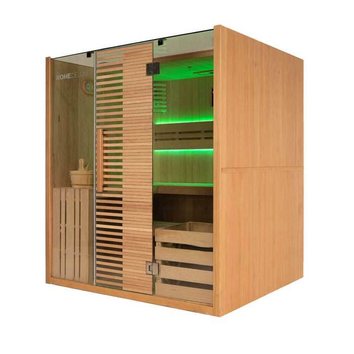 Indoor Sauna HARIS - 180 x 150 cm für 4 Personen - Traditionelle Sauna mit 7,5kW Ofen