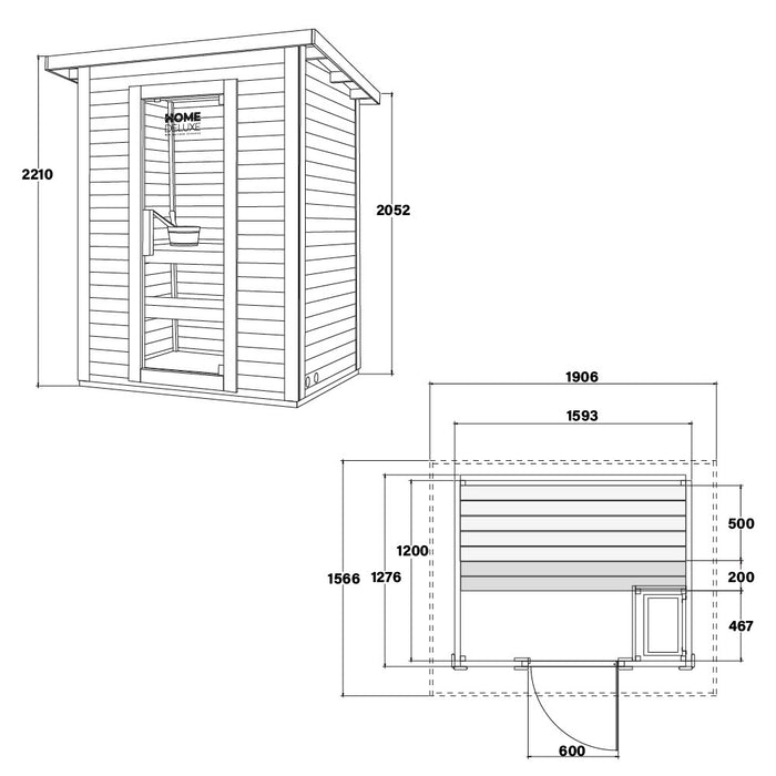 Saunahaus Outdoor Macah M- 191 x 157 cm pour 3 personnes - Sauna avec un four de 4,5 kW