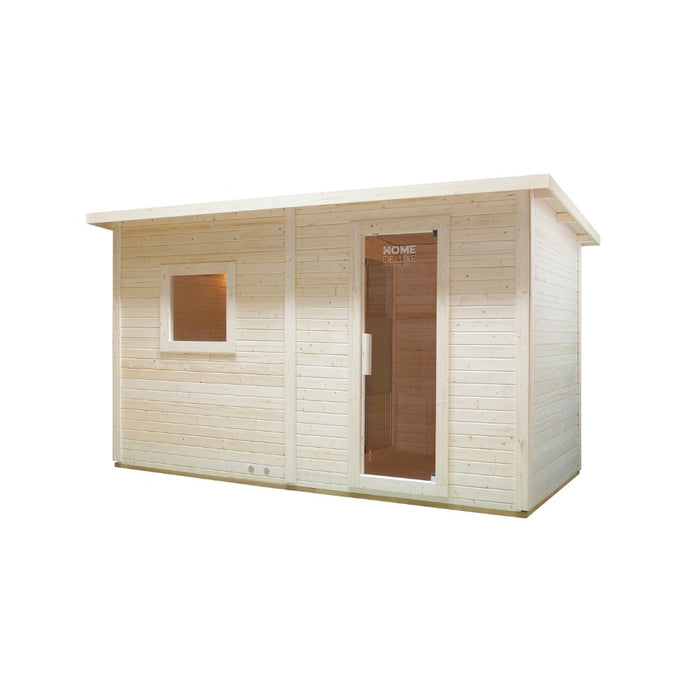 Saunahaus extérieur avec antéroom macah xl -400 x 217 cm pour 5 personnes - sauna avec four 8kw