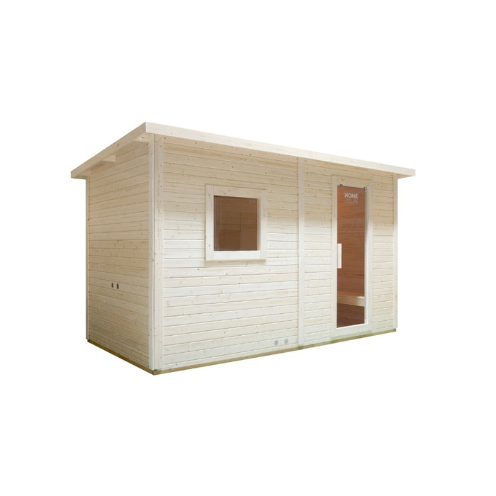 Saunahaus extérieur avec antéroom macah xl -400 x 217 cm pour 5 personnes - sauna avec four 8kw