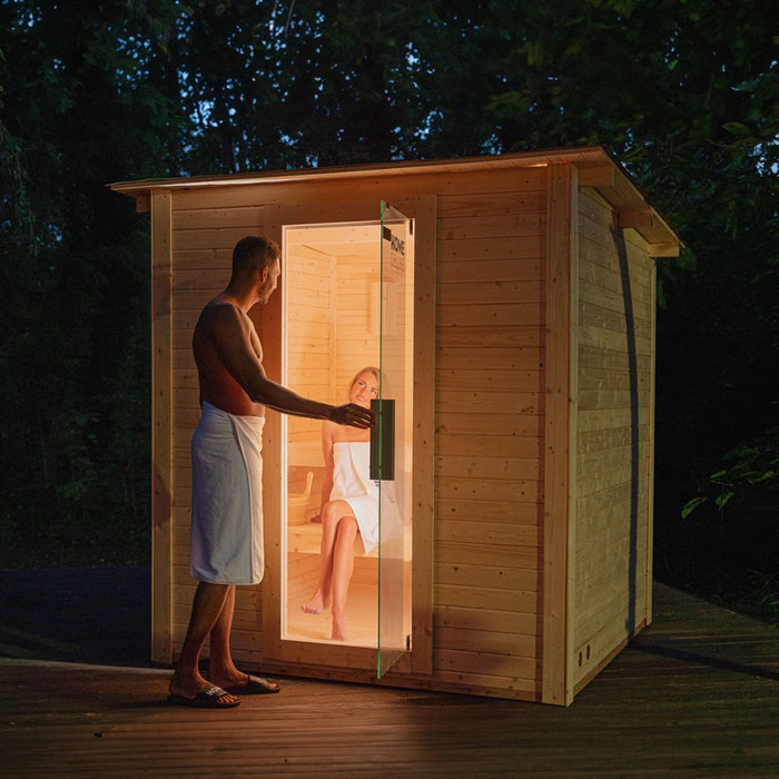 Saunahaus Outdoor Macah L- 221 x 217 cm pour 4 personnes - Sauna avec four 6 kW