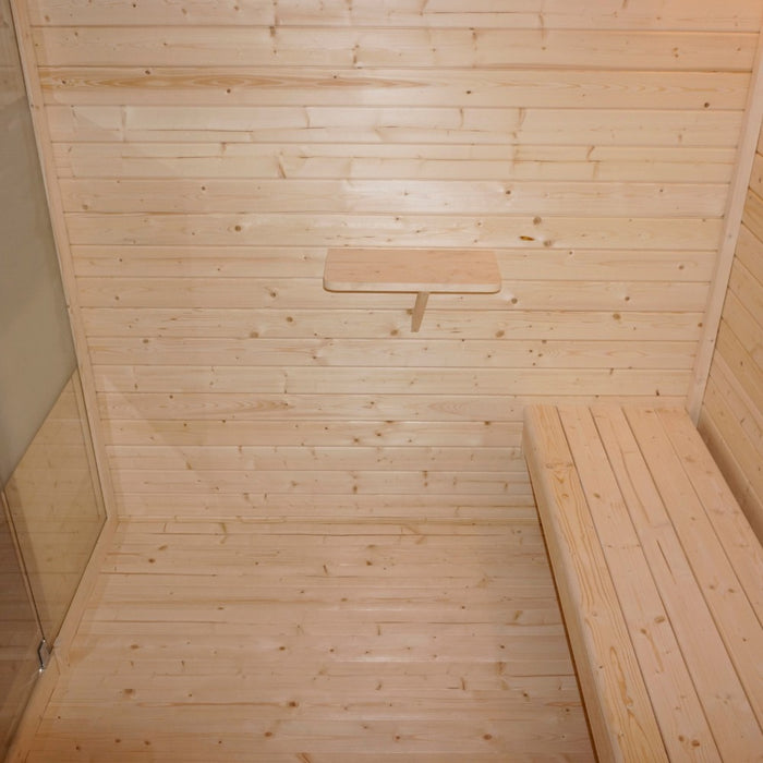 Saunahaus extérieur avec antéroom macah xl -400 x 217 cm pour 5 personnes - sauna avec four 8kw