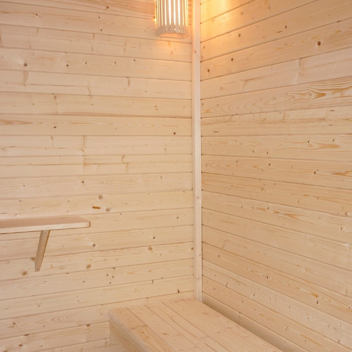 Saunahaus extérieur avec antéroom macah xl -400 x 217 cm pour 5 personnes - sauna avec four 8kw