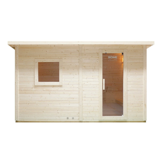 Saunahaus extérieur avec antéroom macah xl -400 x 217 cm pour 5 personnes - sauna avec four 8kw