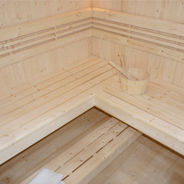 Sauna d'intérieur Arkham Big XL - 200 x 200 cm pour 6 personnes - Sauna traditionnel avec four 8kw