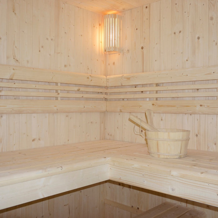 Sauna d'intérieur Arkham Big XL - 200 x 200 cm pour 6 personnes - Sauna traditionnel avec four 8kw