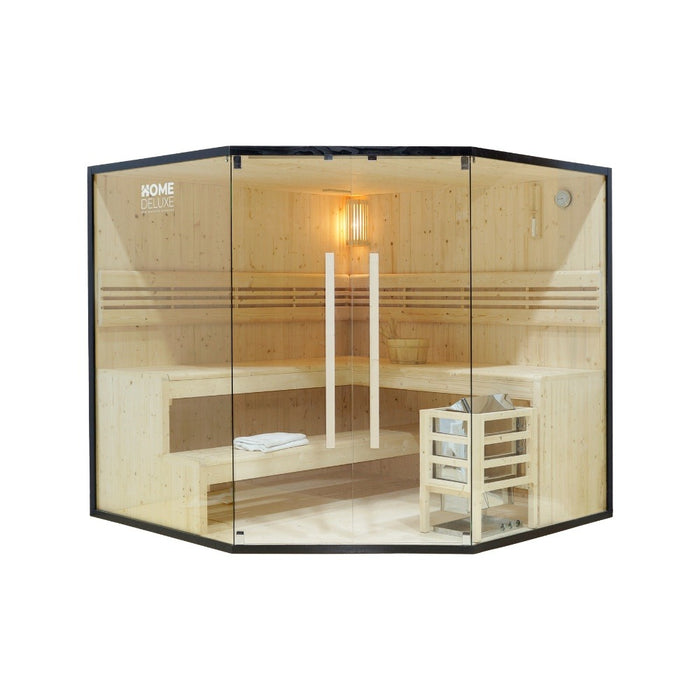 Sauna d'intérieur Arkham Big XL - 200 x 200 cm pour 6 personnes - Sauna traditionnel avec four 8kw